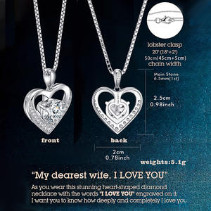 Collier pendentif cœur romantique UIONEN gravé 'ALWAYS', cadeau pour femme/épouse, Saint-Valentin - Product Image 2