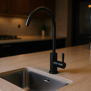 Robinet en acier inoxydable noir mat à arche haute pour évier de cuisine, purificateur d'eau sans plomb - Product Image 2