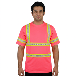 เสื้อยืดสะท้อนแสงแบบสั่งทำพิเศษ แขนสั้น สำหรับกิจกรรมกลางแจ้ง เสื้อยืดนิรภัยสำหรับผู้ชาย - Product Image 1