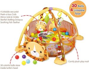 Ballon de jeu pour bébé nouveau-né, <span class=keywords><strong>piscine</strong></span> à balles, lion, tortue, jouets interactifs idéaux pour bébé, tapis de jeu pour bébés et tout-petits - Product Image 3