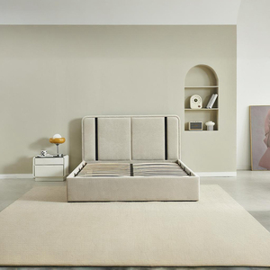 Juego de Muebles Minimalistas para Dormitorio, Cama King/Queen Size de 1.8m, Diseño de Diseñador, Tapizada en Tela Suave - Product Image 5