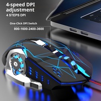 XUNFOX H3 Mouse Gaming USB Optik Ergonomis untuk Tangan Kanan dengan Lampu dan 2 Tombol yang Dapat Diprogram untuk Desktop/Laptop PC Kantor