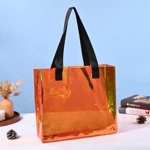 Large Capacity Clear PVC Shopping <b>Bag</b> Waterproof <b>Transparent</b> Tote <b>Bag</b> With Custom Logo Printing - Product Image 1