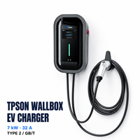Chargeur mural pour véhicule électrique Tpson 7KW 32A, double interface Type1/Type2, IP65, résistant aux intempéries, nouvelle station de charge à longueur personnalisable