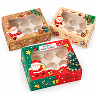 Boîte d'emballage personnalisée portable et pliable pour cupcakes, tartes aux œufs et desserts de Noël, avec fenêtre, en matériaux recyclés