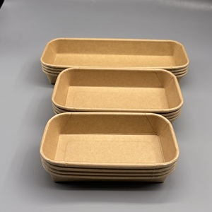 Barquettes alimentaires rectangulaires jetables en papier, en gros, pas cher, avec logo personnalisé, résistantes à la graisse, pour les repas - Product Image 1