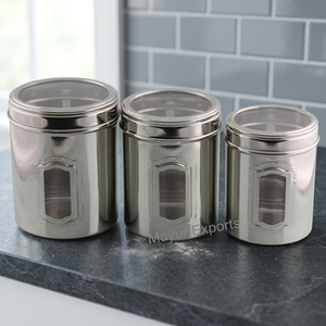 Hot Sale Eco-Friendly Classic Handcrafted Stainless Steel <b>Spice</b> Storage <b>Jar</b> Set 3 Magnetic Lid Freshness Preservation - Product Image 3