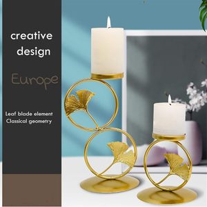 Support à bougie en métal LANJO, feuille de ginkgo dorée, porte-bougie en fer, décoration moderne pour la maison, pièce décorative - Product Image 3