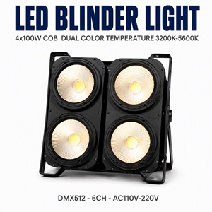 Lampu <span class=keywords><strong>Blinder</strong></span> LED COB 4x100W untuk Penonton, Lampu <span class=keywords><strong>Blinder</strong></span> Panggung DMX512 6CH Suhu Warna Ganda Putih Hangat, Lampu Wash Panggung - Product Image 1