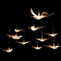 Lustre LED en acrylique de luxe en forme d'oiseau, étanche IP65, pour décoration de mariage, ornement suspendu au plafond