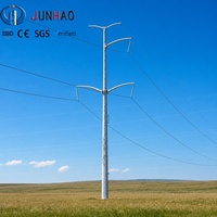 Poteaux électriques tubulaires en acier galvanisé pour lignes de transmission et de distribution haute tension, support extérieur personnalisé pour utilités
