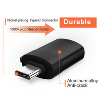 MINI convertidor de tipo C macho a USB 3,0 hembra, conector OTG, carcasa de Metal con cuerda colgante para teléfono móvil y notebook