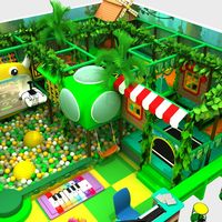 Aire de jeux intérieure commerciale pour enfants, écologique, durable, personnalisée, multi-niveaux, thème forêt, avec toboggan et piscine à balles