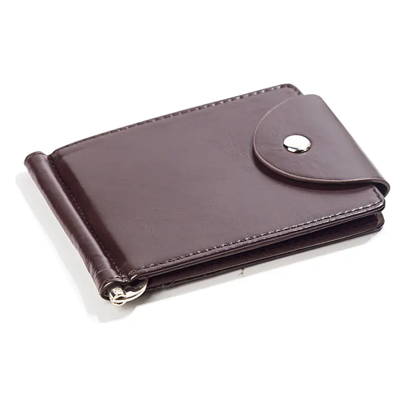 Mini portafogli da uomo in pelle sintetica fermasoldi in metallo per uomo nuova moda borsa Hasp Business ID e porta carte di credito
