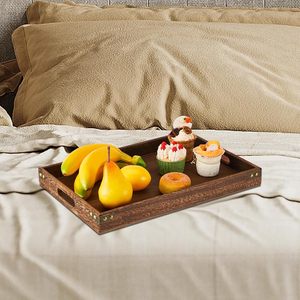 Bandeja de Servir Rectangular de Madera Natural Premium, Diseño Elegante y Ligero, Ecológica y Duradera para Servir Bebidas, Comida y Decoración - Product Image 1