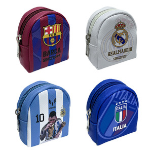 Sac de rangement portable unisexe en PU avec fermeture éclair, imprimé équipes de football Barca et Argentine, pour pièces de monnaie, vente en gros - Product Image 4