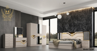Ensemble de lit double King Size avec cadre en bois massif, nouveau design, tête de lit avec miroir éclairé, mobilier de chambre à coucher moderne et luxueux pour hôtel
