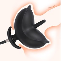 Plug anal gonflable en silicone, outil de massage pour la stimulation de la prostate, pour hommes et femmes, tige flexible, base lisse, noir, 150g