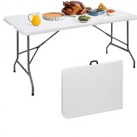 Table pliante en plastique avec cadre métallique, portable, pour intérieur et extérieur, robuste, pour jeux, puzzles, loisirs créatifs, pique-nique, camping, repas, fêtes