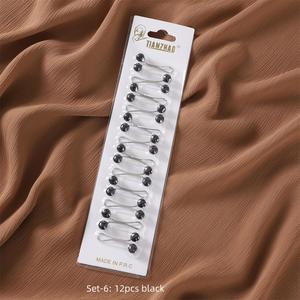 Klip berbentuk U mutiara berwarna topi sutra syal klip leher syal gesper 12 buah kartu perhiasan wanita Muslim grosir N241298 - Product Image 4