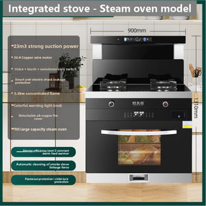 Cuisinière intégrée à vapeur et à cuisson, <span class=keywords><strong>hotte</strong></span> aspirante latérale, <span class=keywords><strong>hotte</strong></span> aspirante à aspiration descendante, ensemble de cuisinière à gaz double - Product Image 3