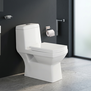 WC monobloc en céramique blanche avec réservoir encastré, chasse d'eau siphonique à faible consommation, double chasse, à poser au sol - Product Image 2