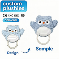 Jouet en peluche personnalisé pour animaux de compagnie OEM ODM, jouet à mâcher doux pour chien, hibou, baleine, crocodile, pieuvre, jouet en corde, jouets interactifs personnalisés pour animaux de compagnie, vente en gros