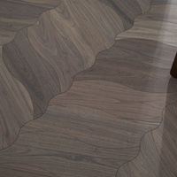 Parquet en bois composite multi-couches à motif irrégulier bord feuille de saule, en noyer noir, pour revêtements de sol en bois d'ingénierie