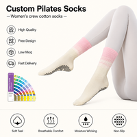 Chaussettes de yoga unisexes à rayures tricotées avec logo personnalisé, antidérapantes, respirantes, pour femmes, chaussettes de pilates pour femmes, fitness au printemps