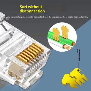 Позолоченный кабель Easy Throght 8P8C экранированный CAT5 CAT5e UTP FTP Модульный штекер сетевой кабель <span class=keywords><strong>RJ45</strong></span> разъем - Product Image 3