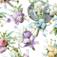 Bunga Sutra Gaya Bohemian Amerika Eropa untuk Boutonniere Pernikahan, Corsage, Aksesori Tamu, dan Hiasan Bola