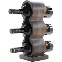 Porte-bouteilles à vin moderne en bois ondulé massif pour comptoir, rangement 3 bouteilles, aucun assemblage requis