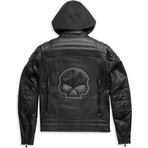 Blouson de motard en cuir véritable pour homme, manches longues, motif crâne embossé, coupe-vent, vêtements de moto - Product Image 2