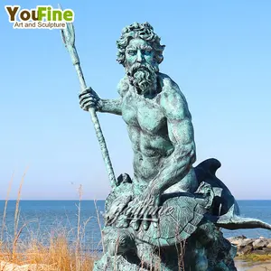 Hochwertige klassische Skulpturen Riesige griechische Meeres gott Bronze Neptun Statue