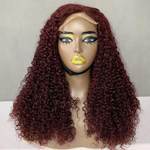 Pelucas de Cabello Humano al por Mayor de 18 Pulgadas: Bob Rizado Pixie, Cierre de Encaje 5x5, en Color 99j para un Look Atrevido y Vanguardista - Product Image 1