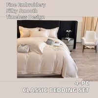 Ensemble de literie classique de luxe en coton égyptien brodé de qualité supérieure, 4 pièces, 300 fils, soyeux, respirant, pour toutes les saisons, draps de lit de luxe pour hôtel