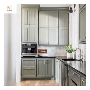 עץ מלא קלאסי מסורתי מוכן להרכיב ארונות מטבח מטבח עמיד מינימליסטי - Product Image 2