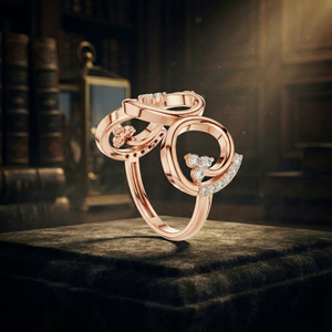 Anillo de Compromiso y Boda de Oro Rosa con Diamante Cultivado en Laboratorio, Banda Abierta, Halo Floral, Joyería Nupcial de Lujo, Regalo para Mujer - Product Image 1