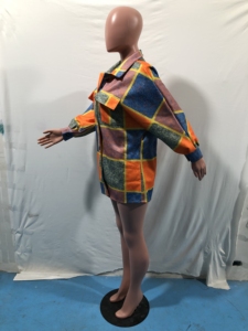 Trench-Coat en <span class=keywords><strong>laine</strong></span> à carreaux <span class=keywords><strong>pour</strong></span> femme, tendance, grande taille, veste décontractée, manteaux de printemps écossais, - Product Image 3