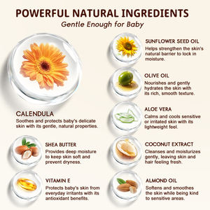 แชมพูและครีมอาบน้ำเด็กออร์แกนิค ผลิตภัณฑ์ธรรมชาติ ปราศจากซัลเฟต ผสมสารสกัดจากดอกดาวเรืองและวิตามินอี บำรุงและให้ความชุ่มชื้น สำหรับแบรนด์ส่วนตัว - Product Image 4