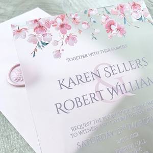 Hoja de Perspex de Lujo 5x7 Cherry Blossom Frost acrílico Rosa invitaciones carte mariage con sobre quinceanera despedida de soltera - Product Image 2