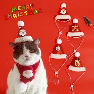 <b>Christmas</b> Pet Hats and Cat Accessories Cute Modern Polyester Pet Clothes for Winter Solid Style - Product Image 1