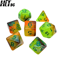 Ensemble de dés polyédriques en acrylique personnalisés de 7 pièces pour jeux de rôle sur table, jeux de rôle DND, fabrication OEM, vente en gros