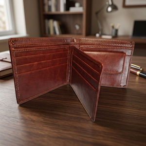 ADORA ADAGW-0525 Brown Black Genuine <b>Leather</b> Bi-fold <b>Wallet</b> <b>Men</b> Coin Pocket RFID Blocking Open Closure High Quality Durable - Product Image 3