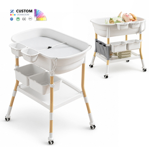 <span class=keywords><strong>Table</strong></span> à <span class=keywords><strong>langer</strong></span> bébé <span class=keywords><strong>avec</strong></span> station à couches et support de <span class=keywords><strong>baignoire</strong></span>, réglable en hauteur, panier de rangement latéral, roues silencieuses, vente en gros, usine OEM - Product Image 3