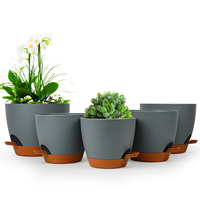 Pot Bunga Plastik PP Self-Watering dengan Lubang Drainase Desain Tahan Lama Kapasitas 3.86L-10.29L untuk Penggunaan Dalam/Luar Ruangan