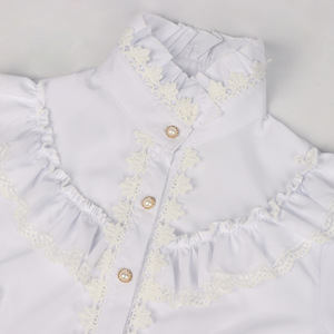 Nouvelle Blouse en Dentelle Froncée <span class=keywords><strong>à</strong></span> Manches Longues pour Femme, Style Lolita, Costume Victorien, Col Montant, Coupe Ajustée, Chemise Boutonnée avec <span class=keywords><strong>Jabot</strong></span> et Nœud - Product Image 5