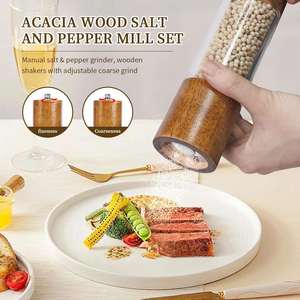 Customized Eco-Friendly USB Powered Rechargeable Lithium Battery Salt and <b>Pepper</b> <b>Grinder</b> Wood Top for Travel - Product Image 2