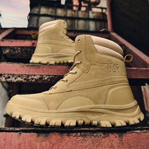 Bottes de randonnée en daim pour hommes, bout rond, semelle extérieure en caoutchouc imperméable, semelle intermédiaire en EVA, toutes saisons, bottes tactiques de désert pour l'extérieur - Product Image 3