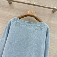 Pull en dentelle à manches longues pour femmes de haute qualité, couleur unie, style décontracté et confortable pour l'automne et l'hiver